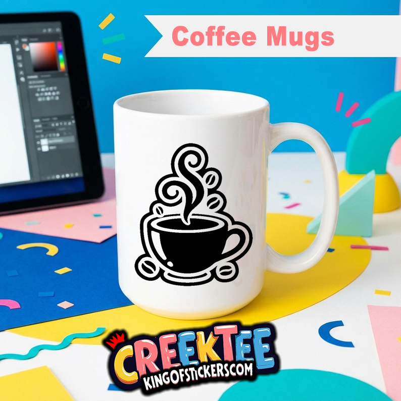 Coffee  Coffee Mug In Your Custom Print Color - Custom Bumper Sticker, Vinyl Sticker, or Magnet