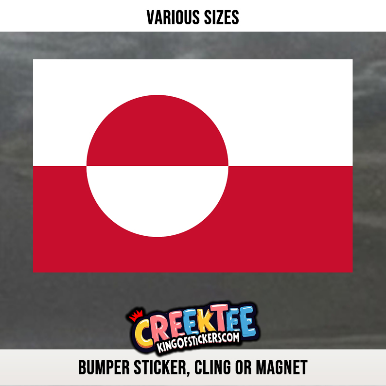 Greenland Flag Vinyl Bumper Sticker  Window Cling or Magnet in UV Laminate Coating and Various Sizes - Custom Bumper Sticker, Vinyl Sticker, or Magnet