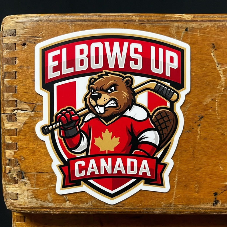 Elbows up Canada Die Cut Vinyl Sticker  Window Cling or Magnet with Laminate Coating in Various Sizes - Custom Bumper Sticker, Vinyl Sticker, or Magnet
