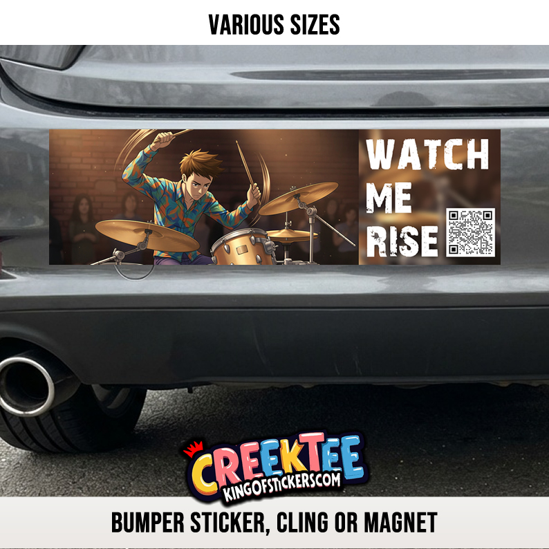 Watch Me Rise Vinyl Bumper Sticker  Window Cling or Bumper Sticker Magnet in UV Laminate Coating
