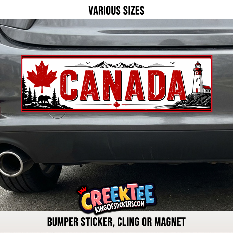 Canada Custom Vinyl Bumper Sticker  Cling or Magnet With Laminate Coating  Various Sizes