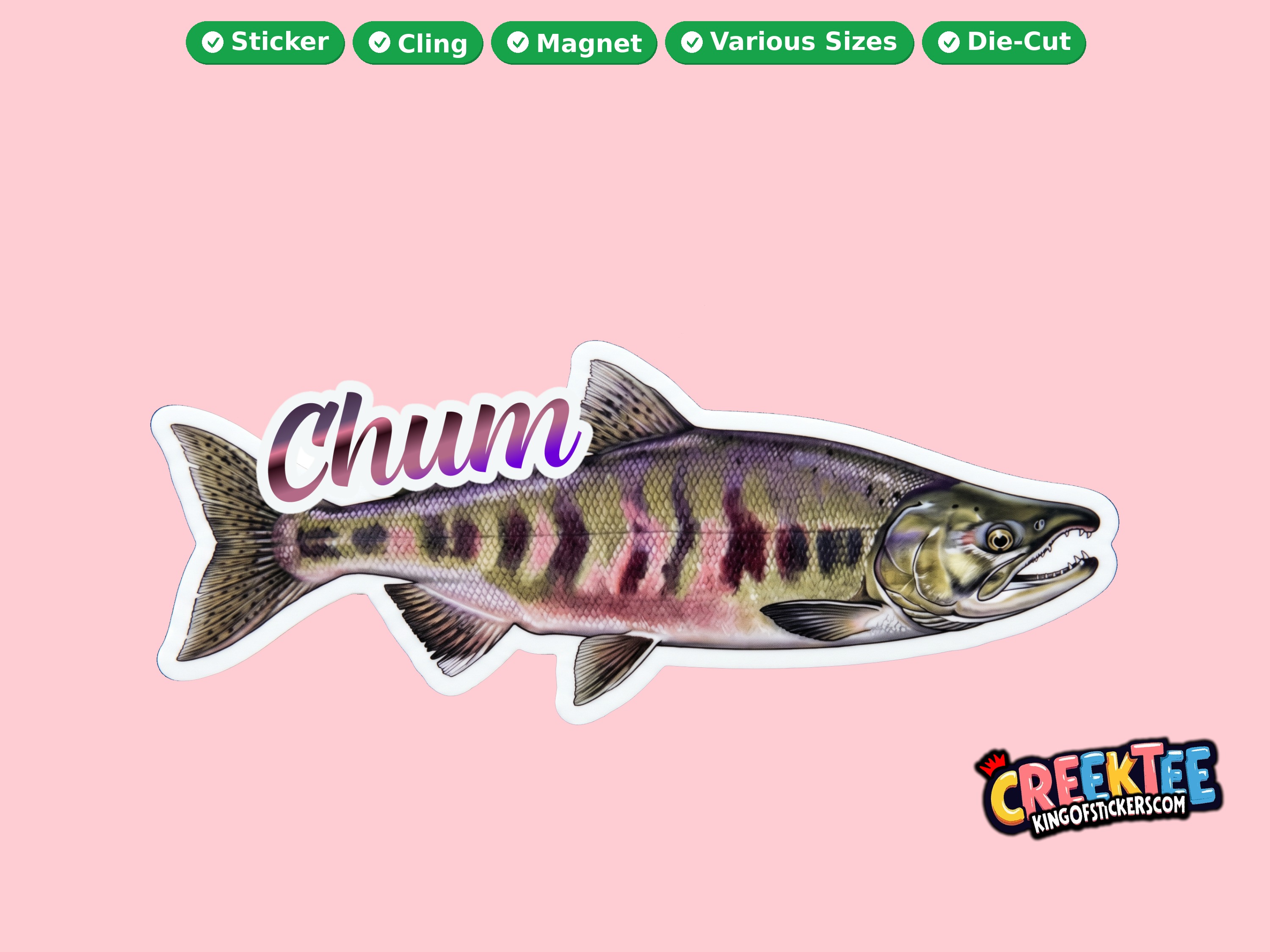 Fish Vinyl Bumper Sticker  Window Cling or Magnet in UV Laminate Coating and Various Sizes