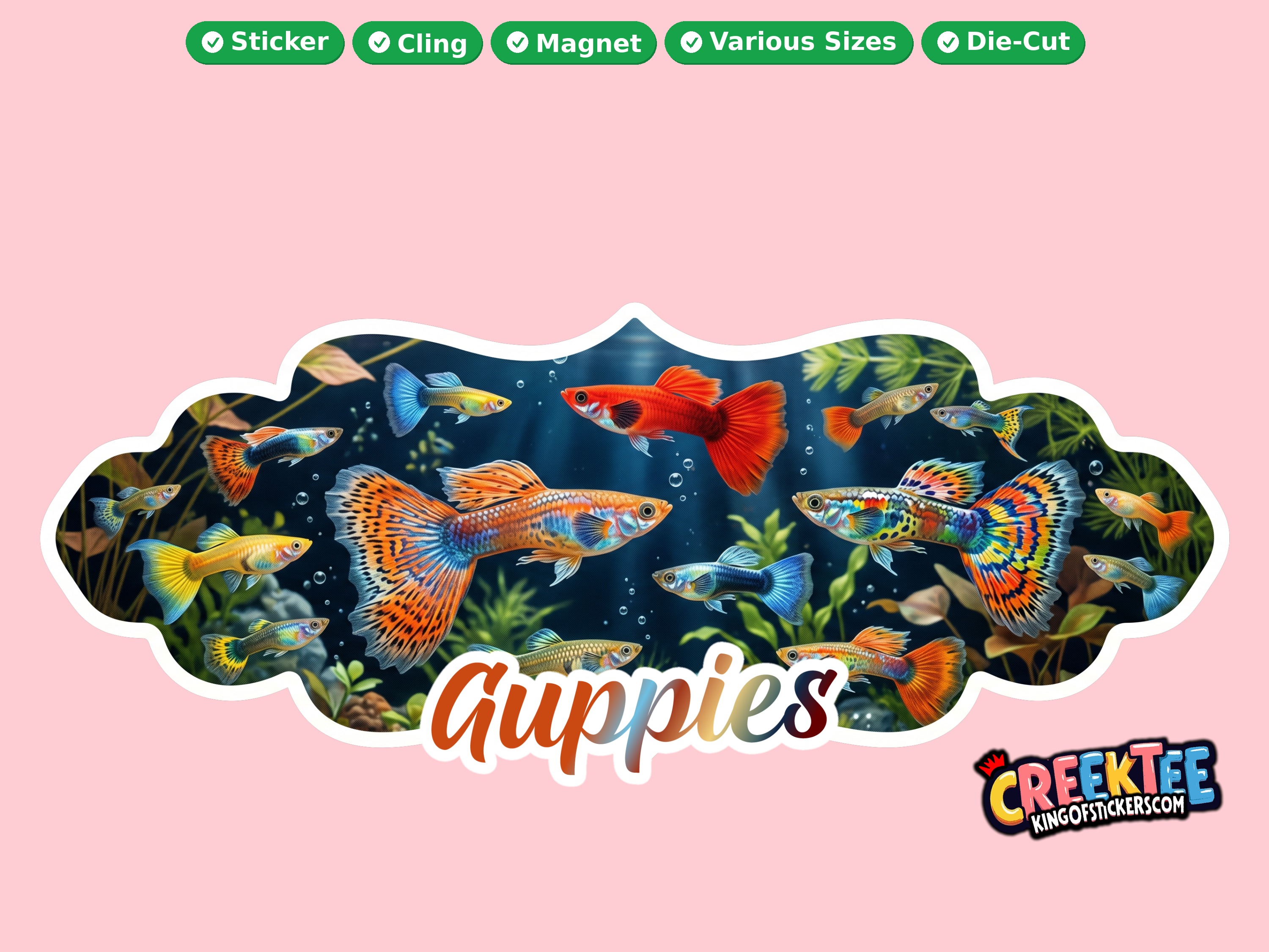 Fish Vinyl Bumper Sticker  Window Cling or Magnet in UV Laminate Coating and Various Sizes - Custom Bumper Sticker, Vinyl Sticker, or Magnet