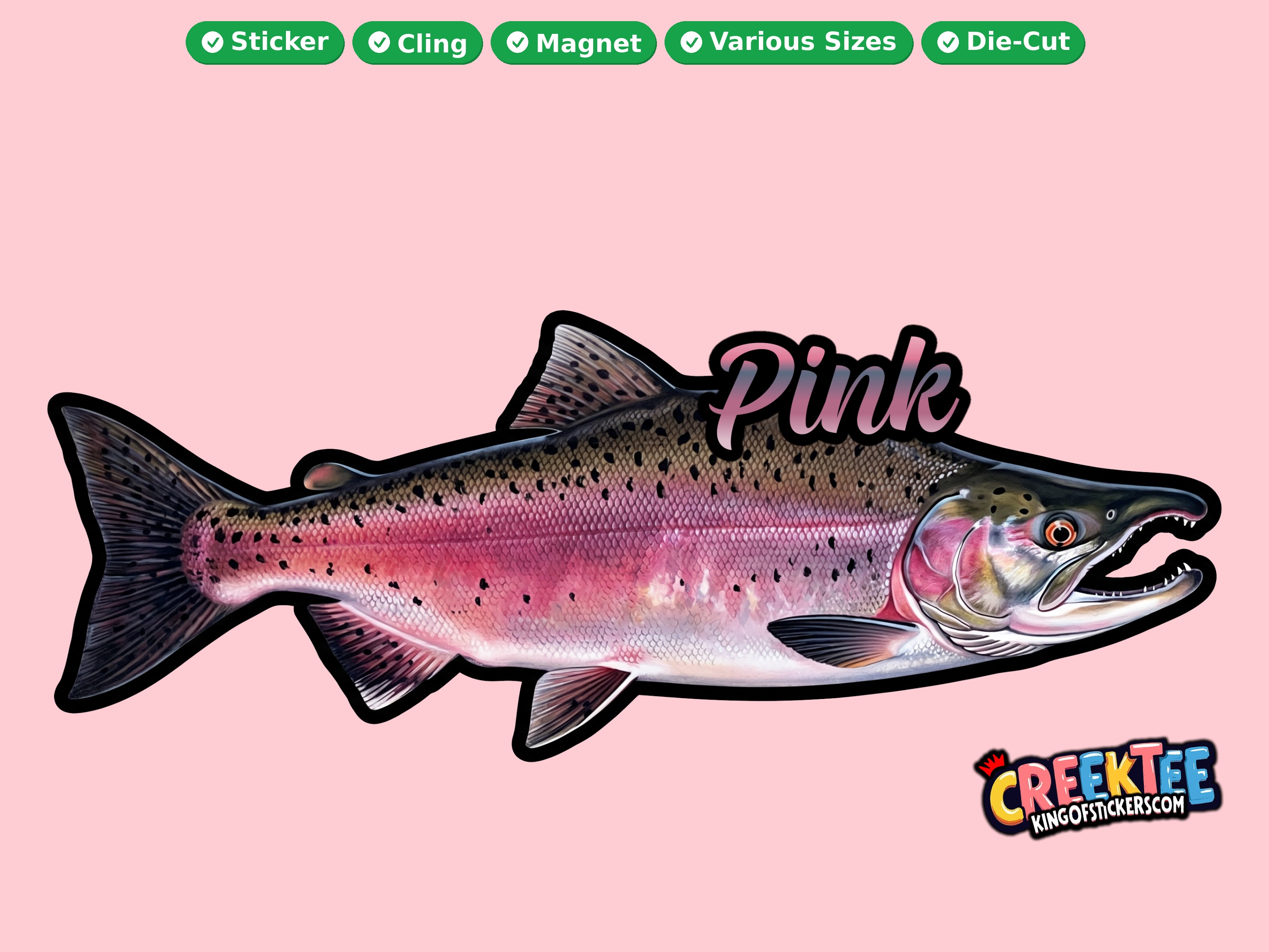 Fish Vinyl Bumper Sticker  Window Cling or Magnet in UV Laminate Coating and Various Sizes - Custom Bumper Sticker, Vinyl Sticker, or Magnet