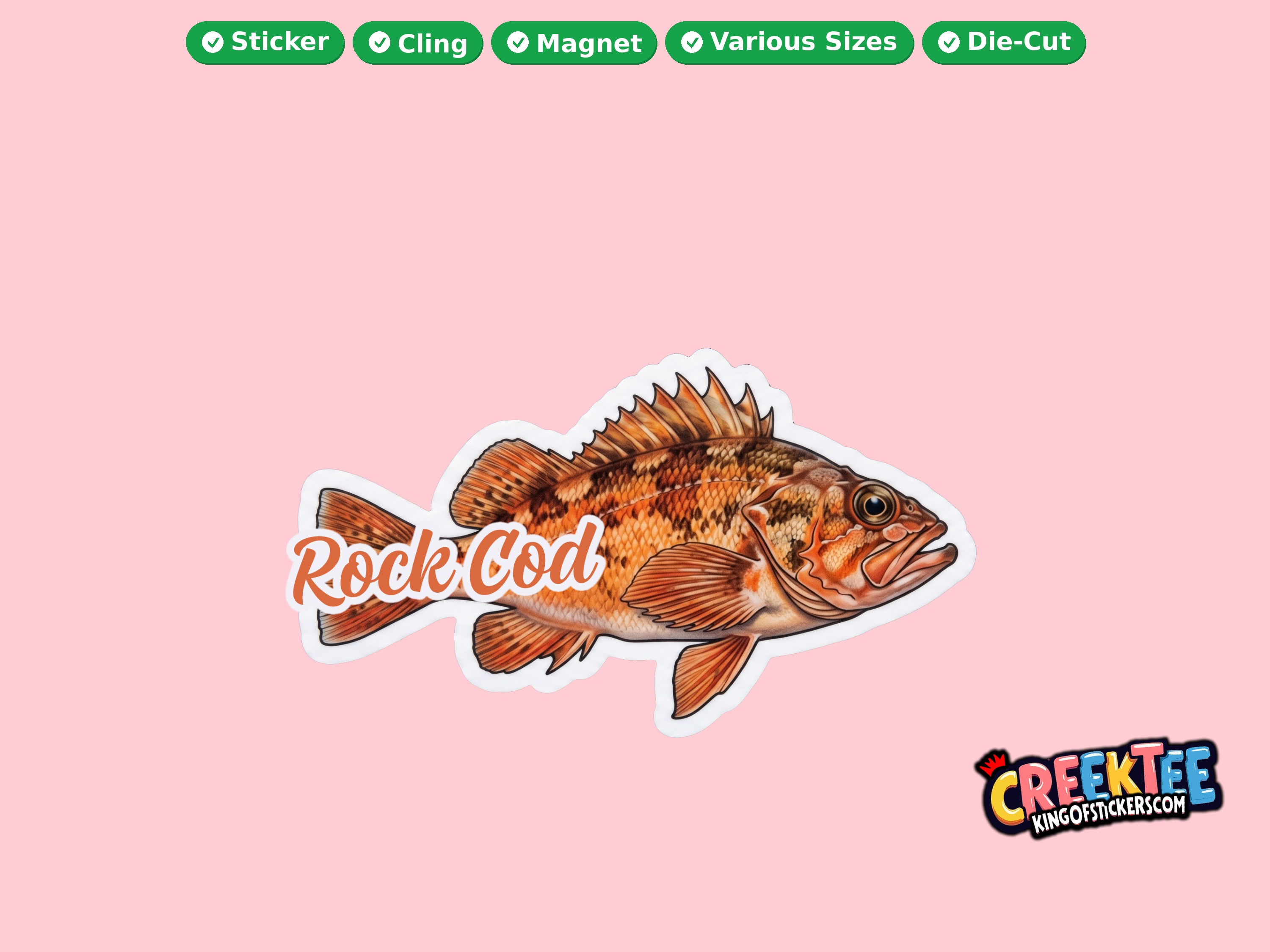 Fish Vinyl Bumper Sticker  Window Cling or Magnet in UV Laminate Coating and Various Sizes