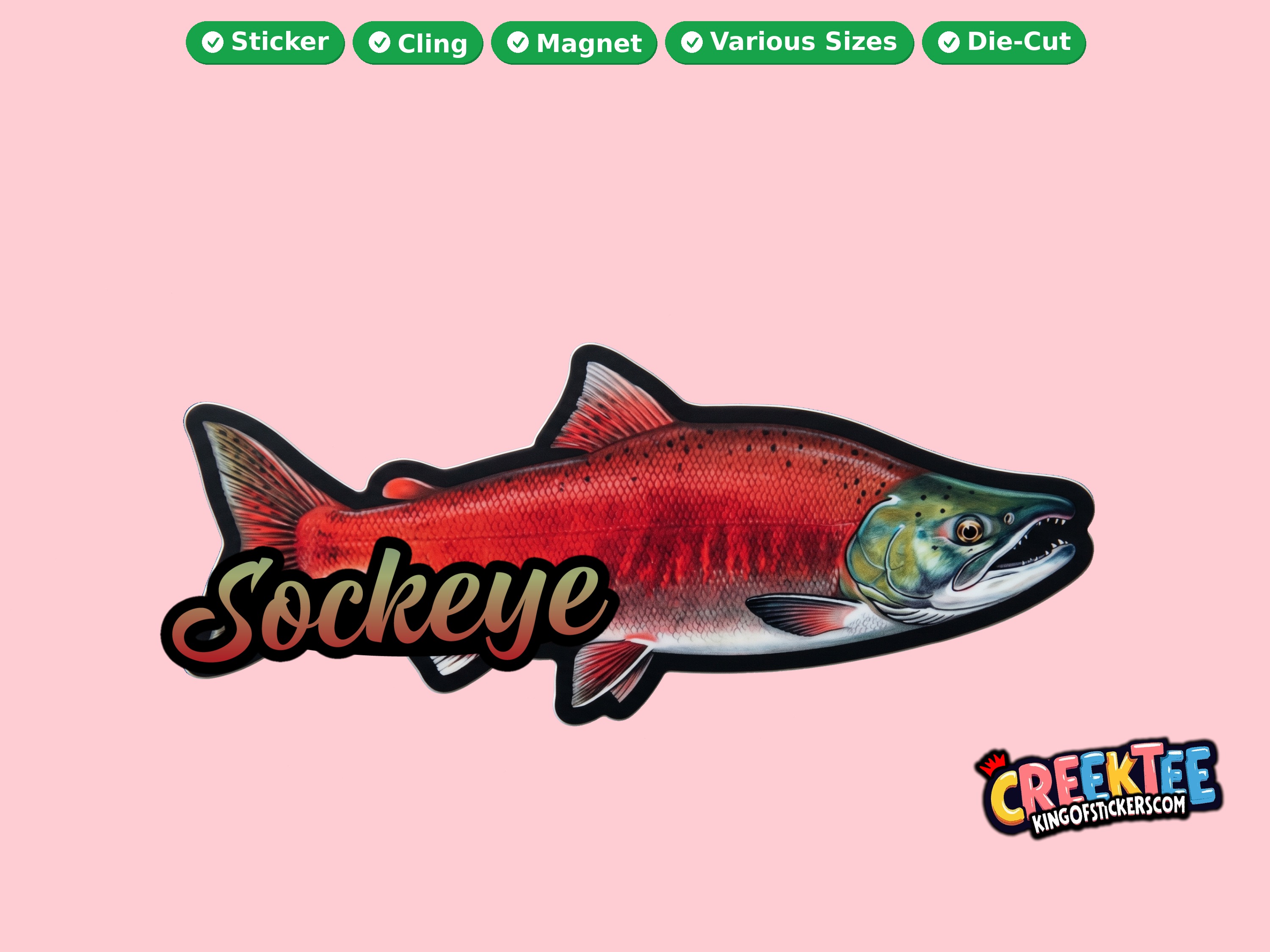 Fish Vinyl Bumper Sticker  Window Cling or Magnet in UV Laminate Coating and Various Sizes