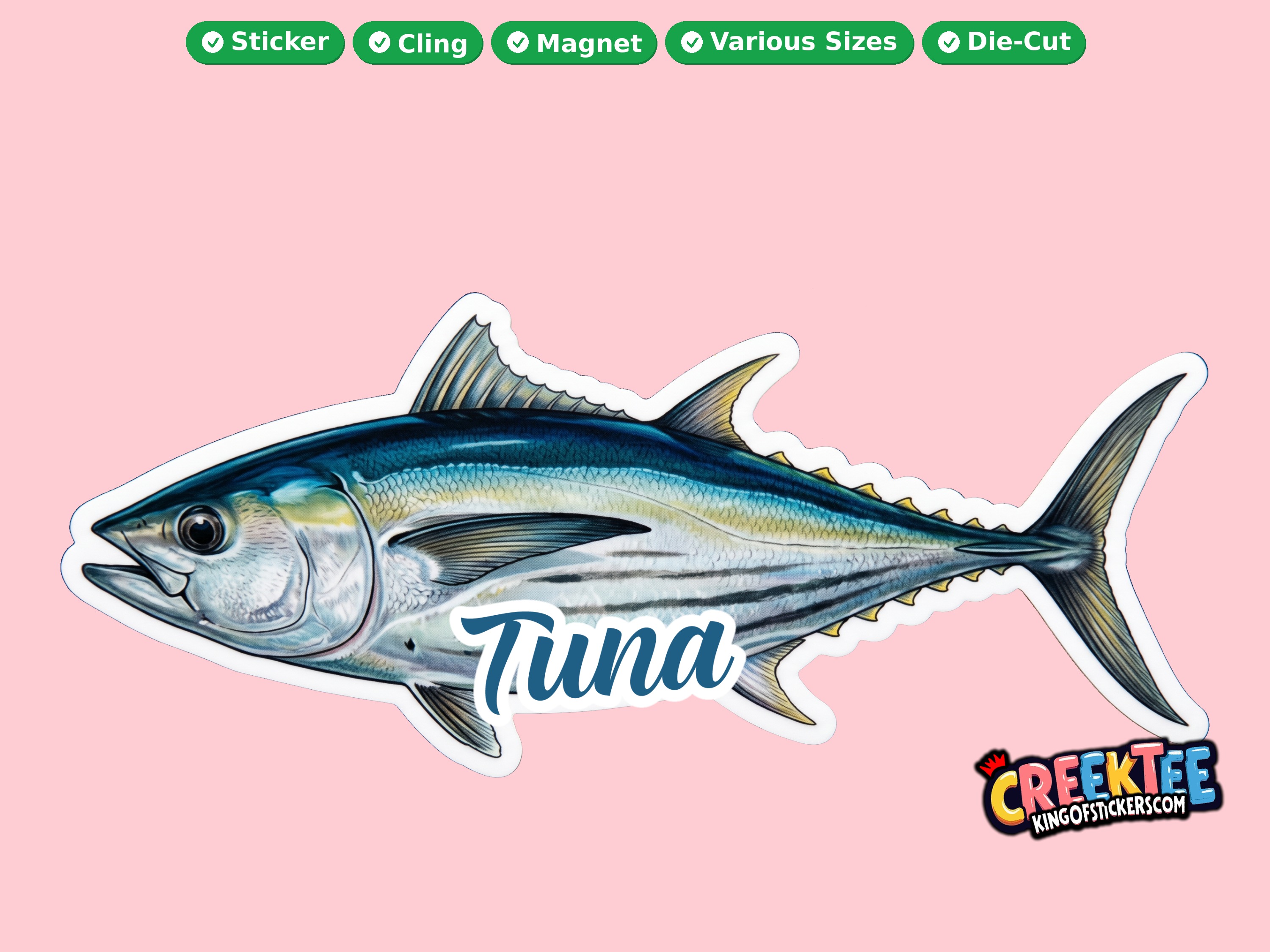 Fish Vinyl Bumper Sticker  Window Cling or Magnet in UV Laminate Coating and Various Sizes