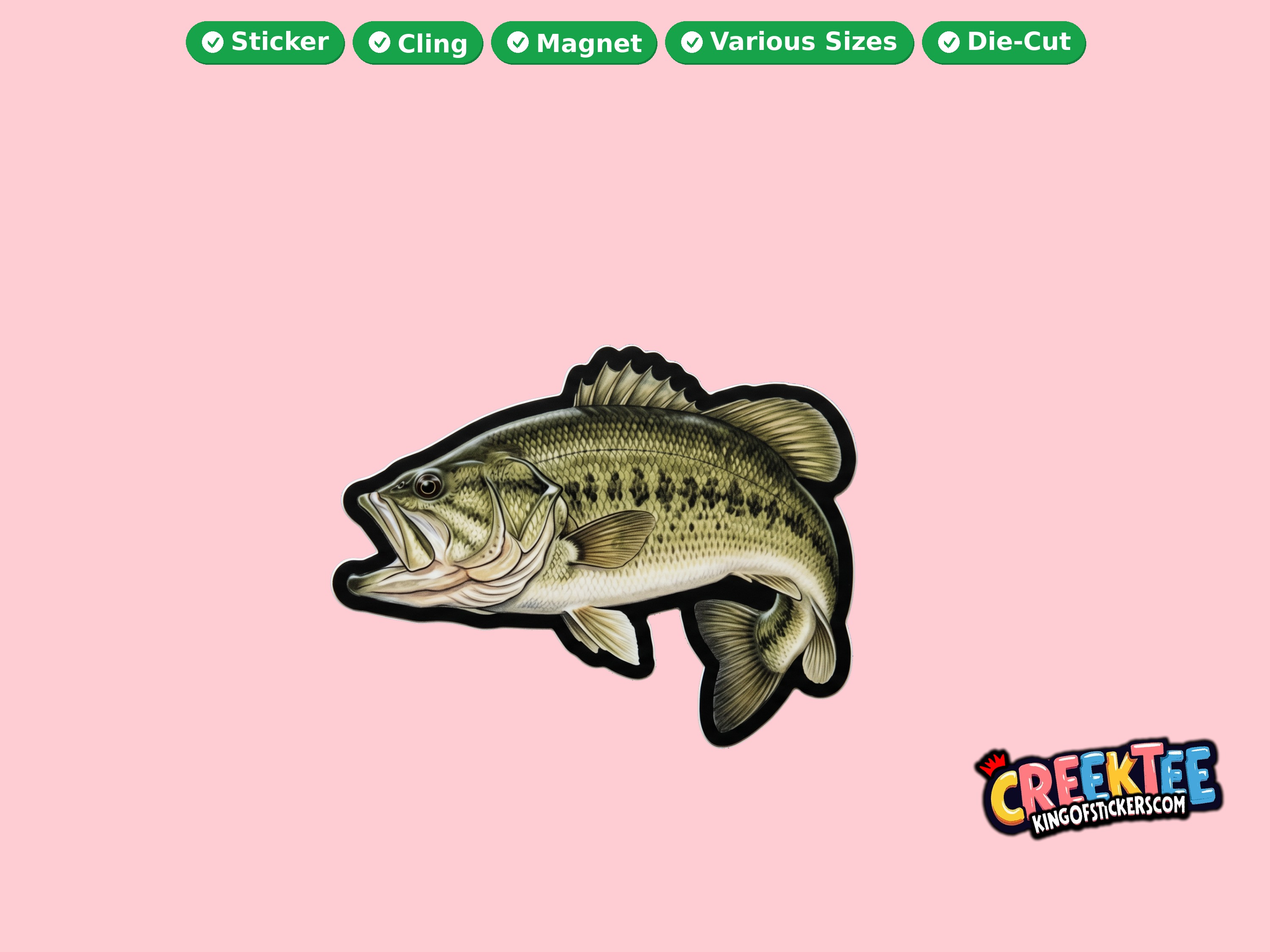 Fish Vinyl Bumper Sticker  Window Cling or Magnet in UV Laminate Coating and Various Sizes - Custom Bumper Sticker, Vinyl Sticker, or Magnet