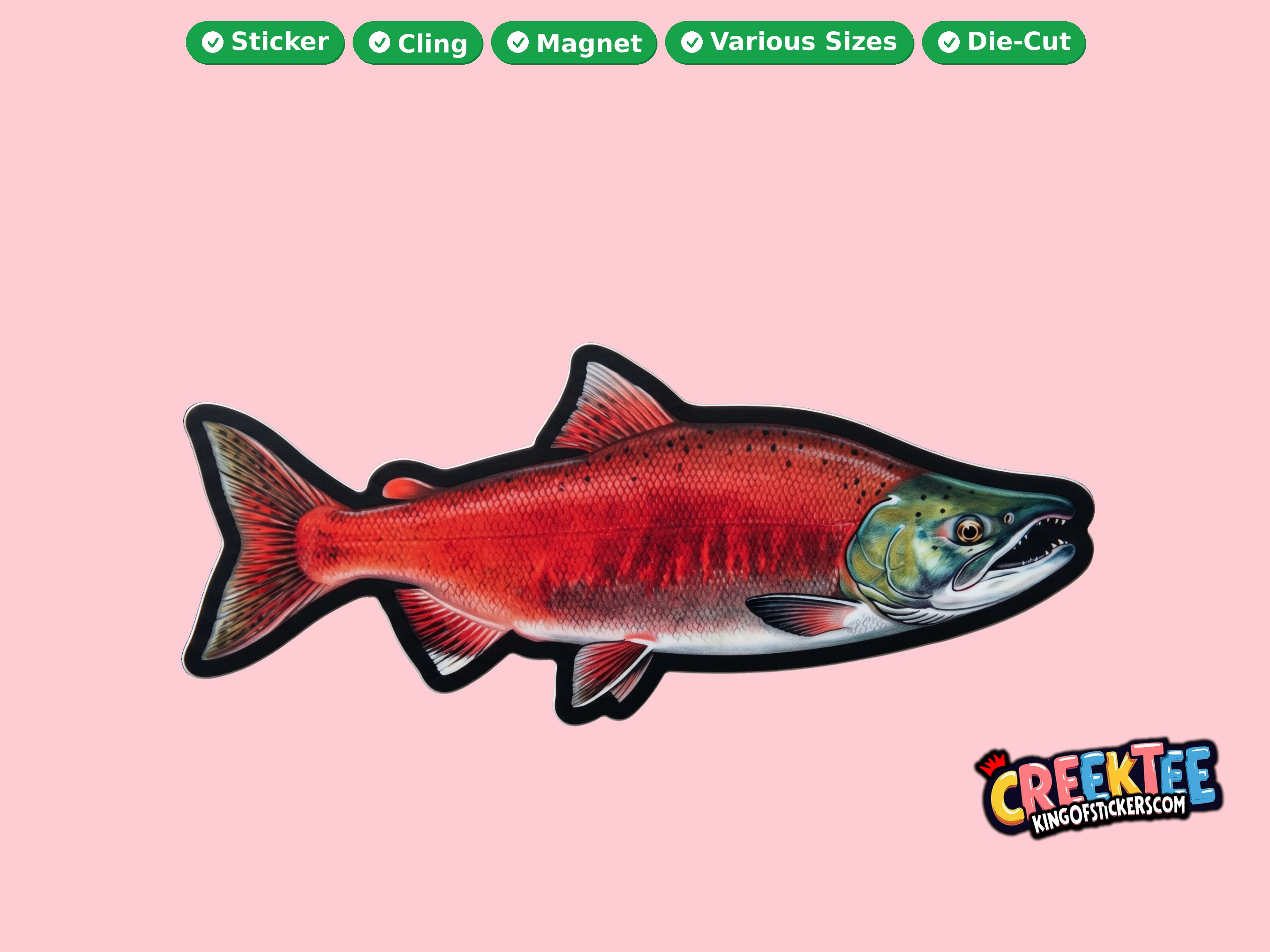 Fish Vinyl Bumper Sticker  Window Cling or Magnet in UV Laminate Coating and Various Sizes