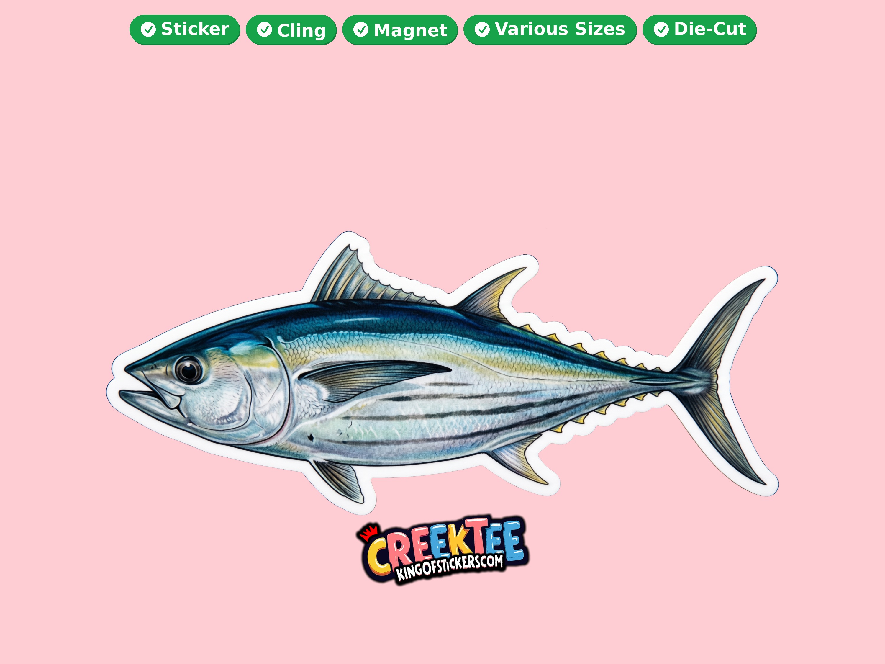 Fish Vinyl Bumper Sticker  Window Cling or Magnet in UV Laminate Coating and Various Sizes