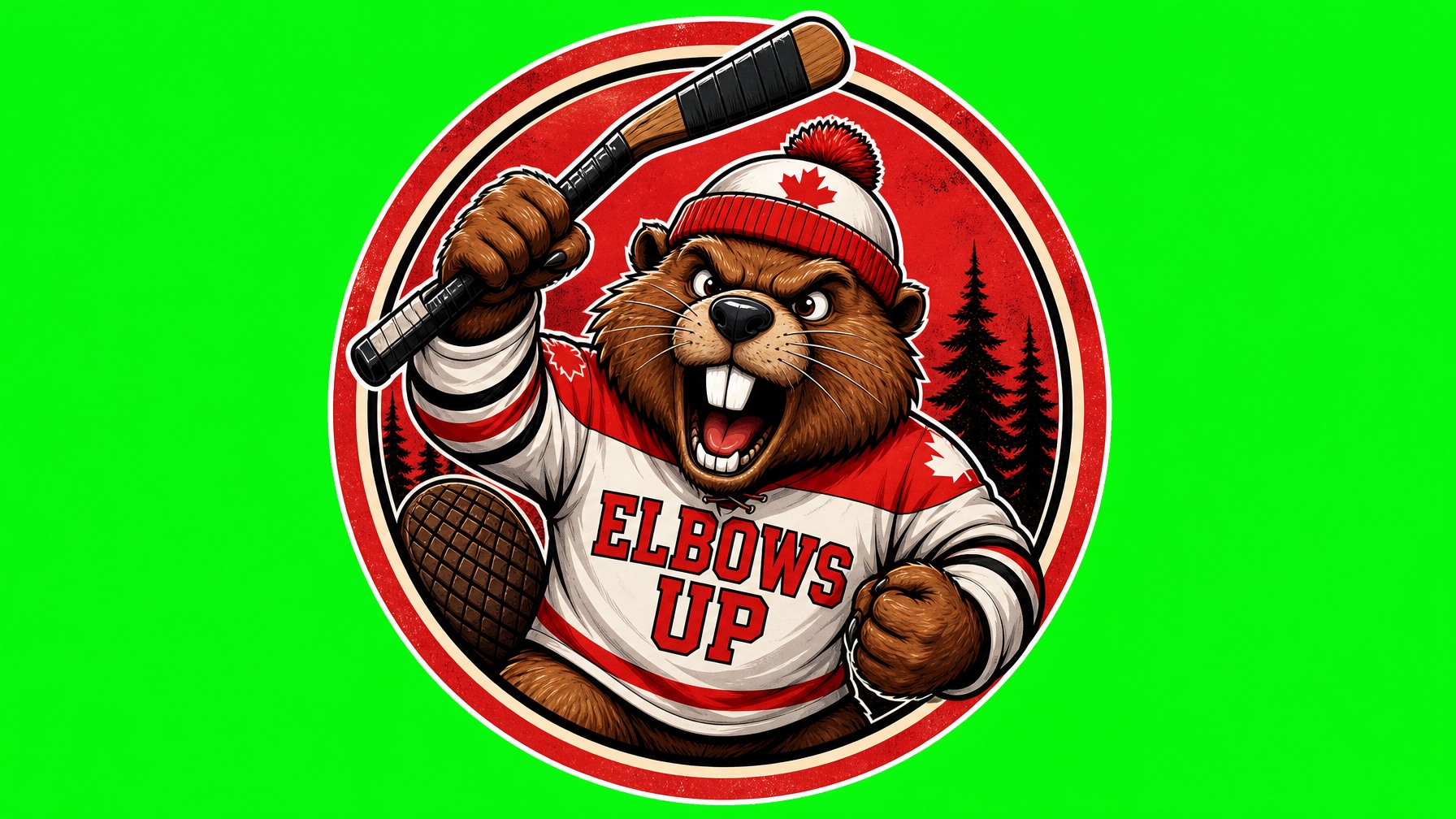 ELBOWS UP CANADA Die Cut Vinyl Sticker  Window Cling or Magnet with Laminate Coating in Various Sizes