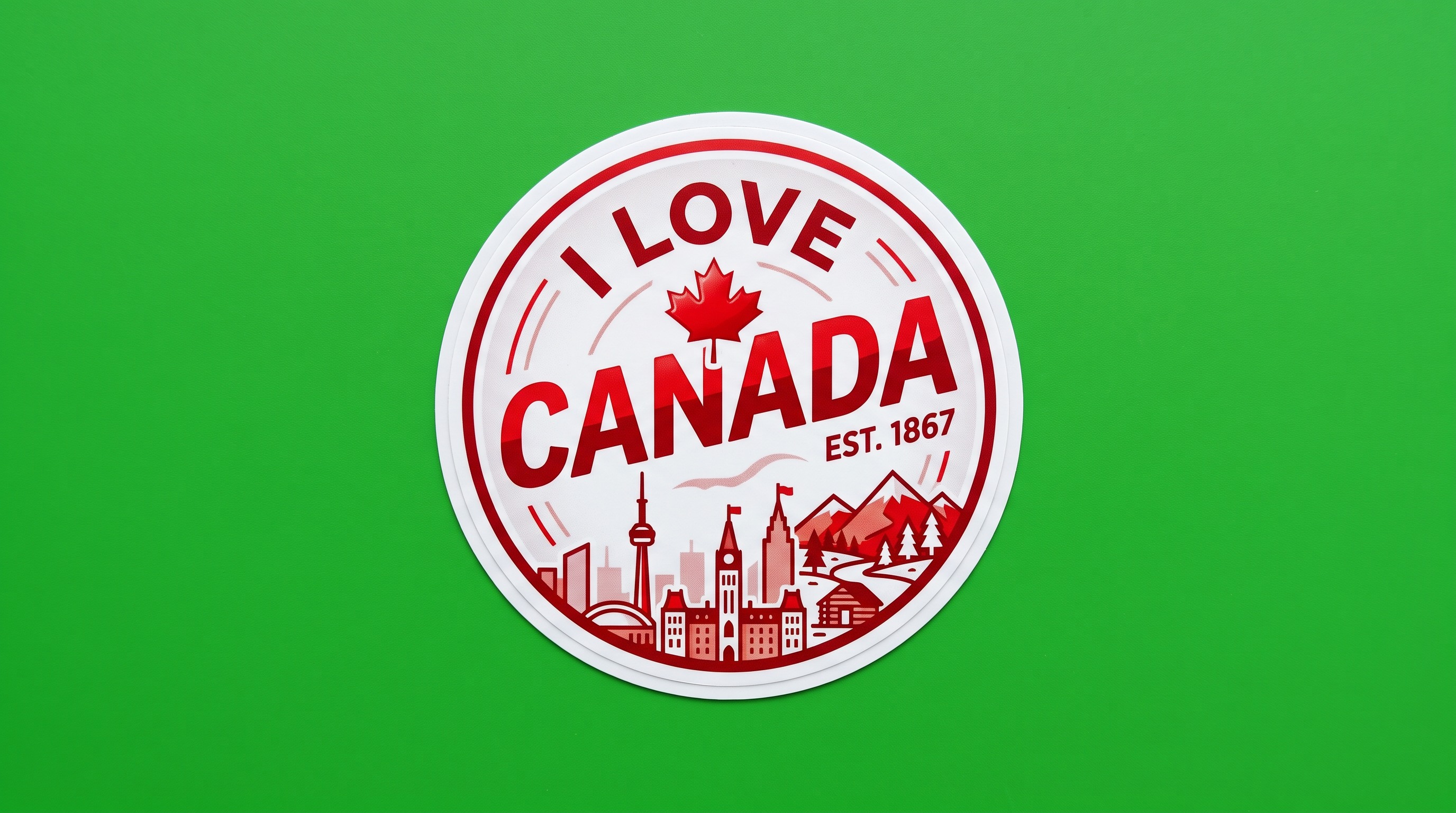 I LOVE CANADA Die Cut Vinyl Sticker  Window Cling or Magnet with Laminate Coating in Various Sizes