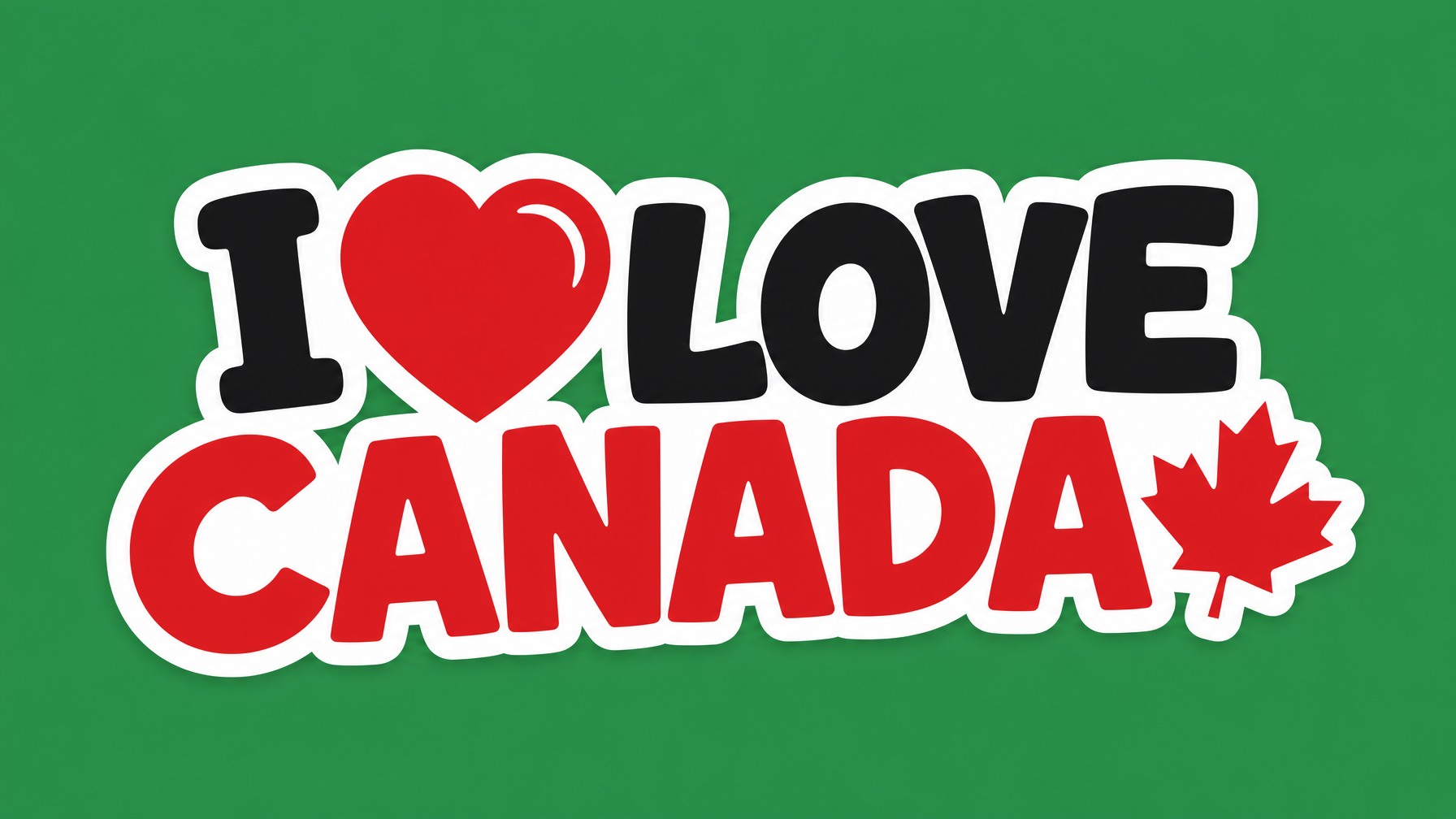 I Love Canada Die Cut Vinyl Sticker  Window Cling or Magnet with Laminate Coating in Various Sizes
