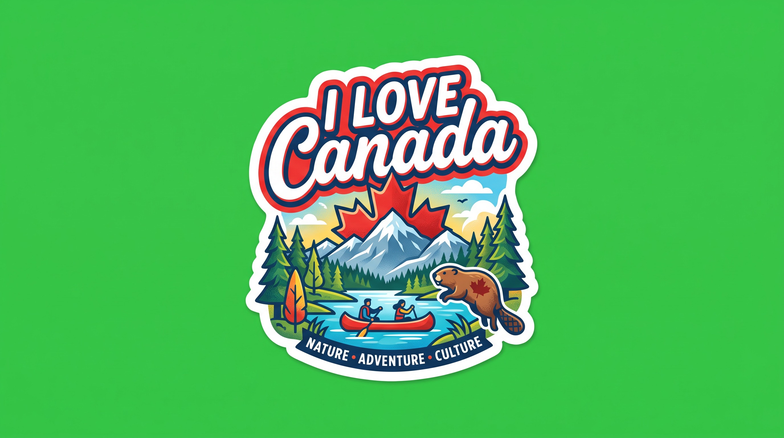 I Love Canada Die Cut Vinyl Sticker  Window Cling or Magnet with Laminate Coating in Various Sizes