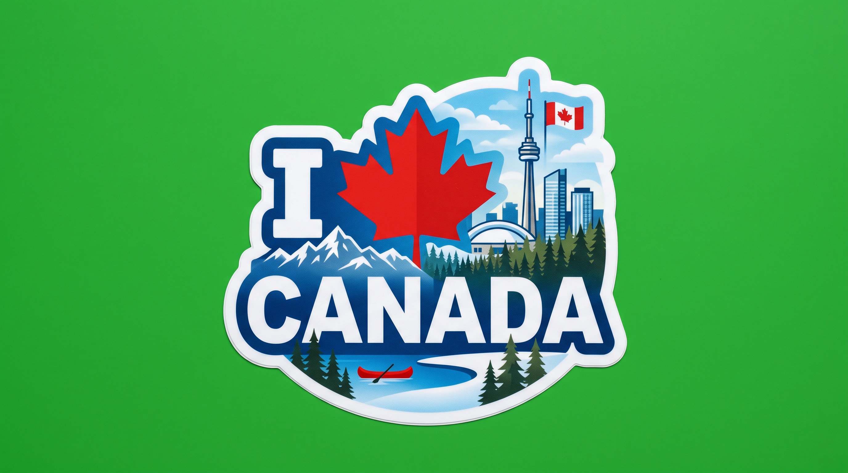 I Love Canada Die Cut Vinyl Sticker  Window Cling or Magnet with Laminate Coating in Various Sizes