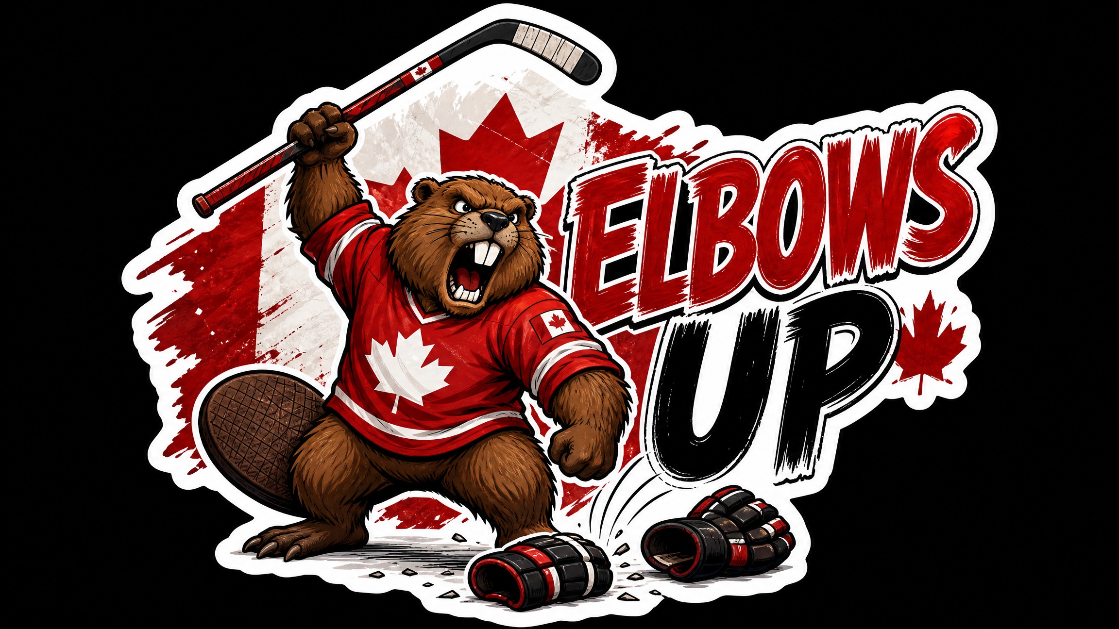 Elbows Up Canada Die Cut Vinyl Sticker  Window Cling or Magnet with Laminate Coating in Various Sizes