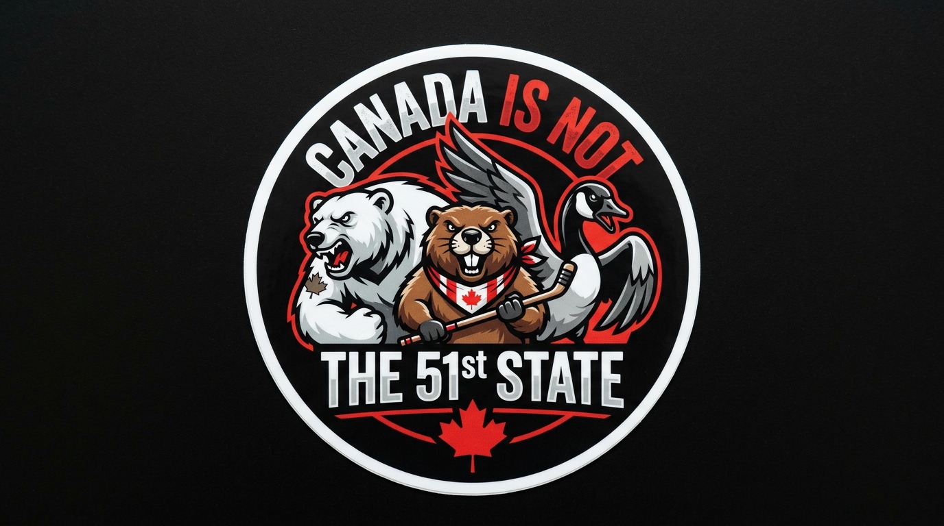 CANADA is not the 51st State Vinyl Bumper Sticker  Window Cling or Bumper Sticker Magnet in UV Laminate Coating