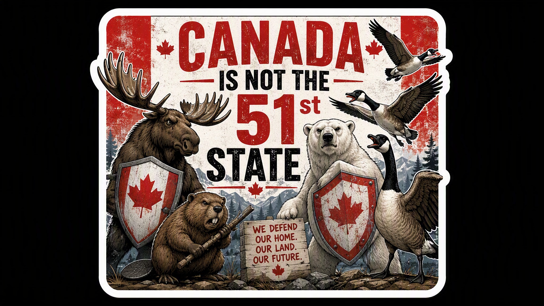 CANADA is not the 51st State Vinyl Bumper Sticker  Window Cling or Bumper Sticker Magnet in UV Laminate Coating