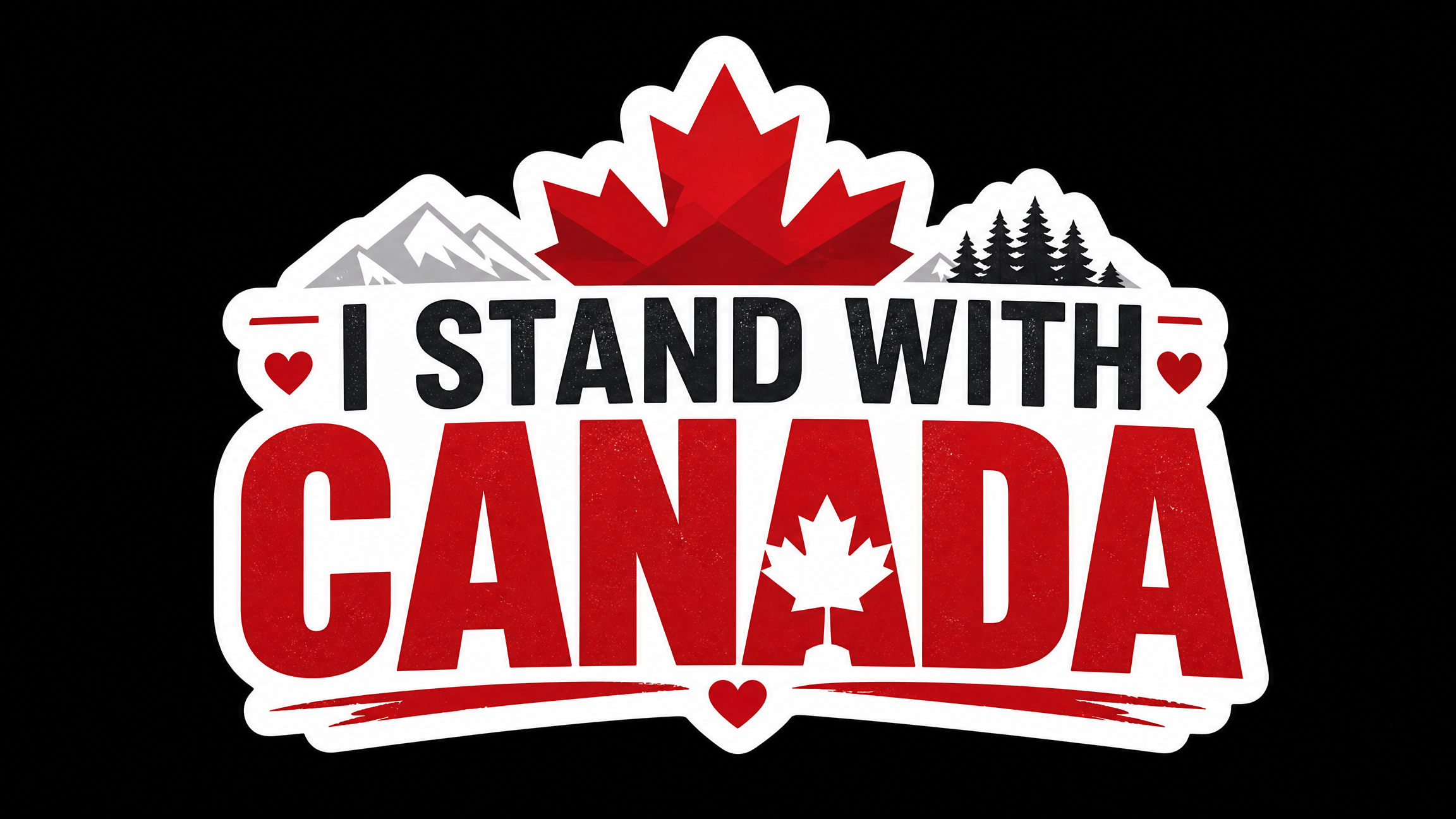 I stand With CANADA Vinyl Bumper Sticker  Window Cling or Bumper Sticker Magnet in UV Laminate Coating