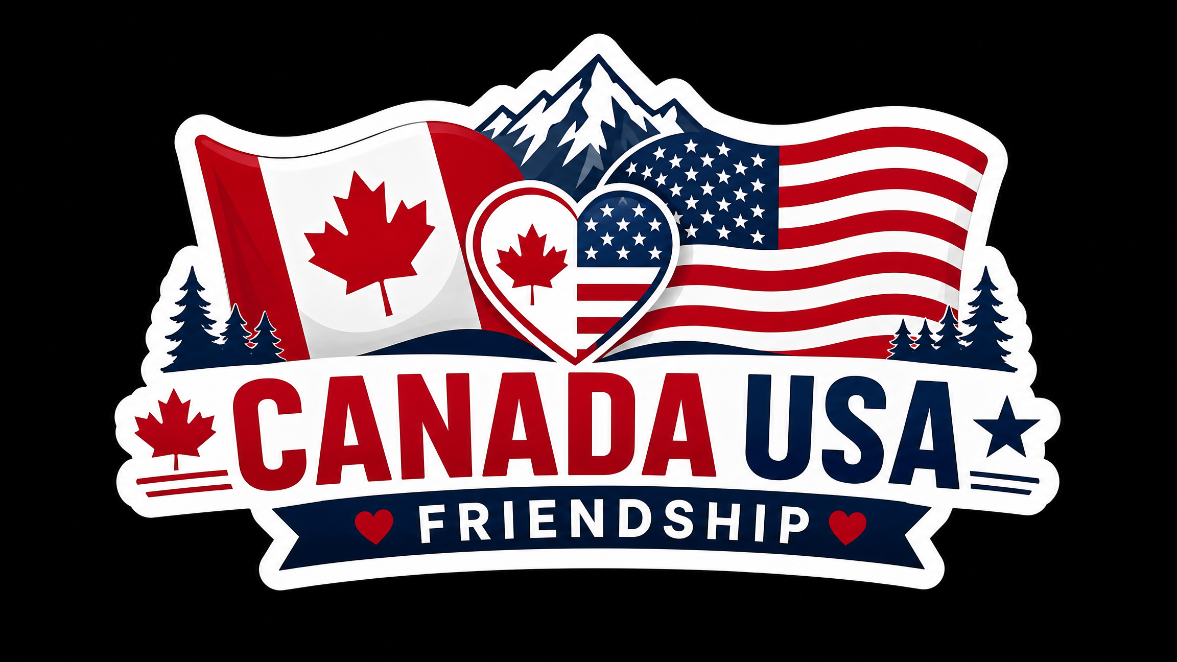 CANADA USA FRIENDSHIP Vinyl Bumper Sticker  Window Cling or Bumper Sticker Magnet in UV Laminate Coating