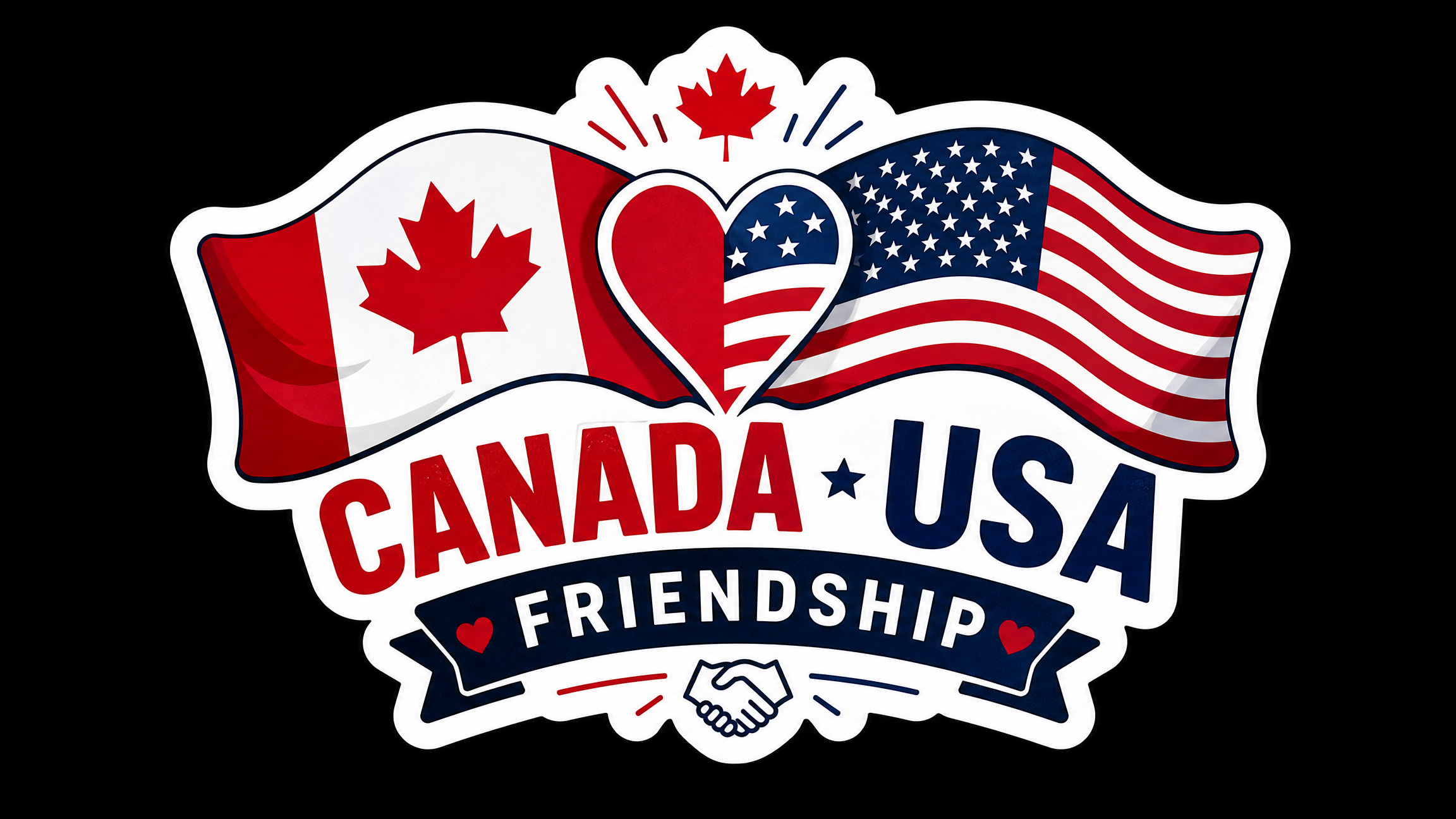 CANADA USA FRIENDSHIP Vinyl Bumper Sticker  Window Cling or Bumper Sticker Magnet in UV Laminate Coating
